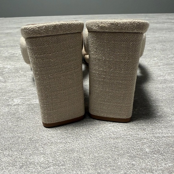 SCHUTZ Womens Linen Beige Tied Straps Fairy Open Slip On Heeled Sandal 10 B - Picture 5 of 7